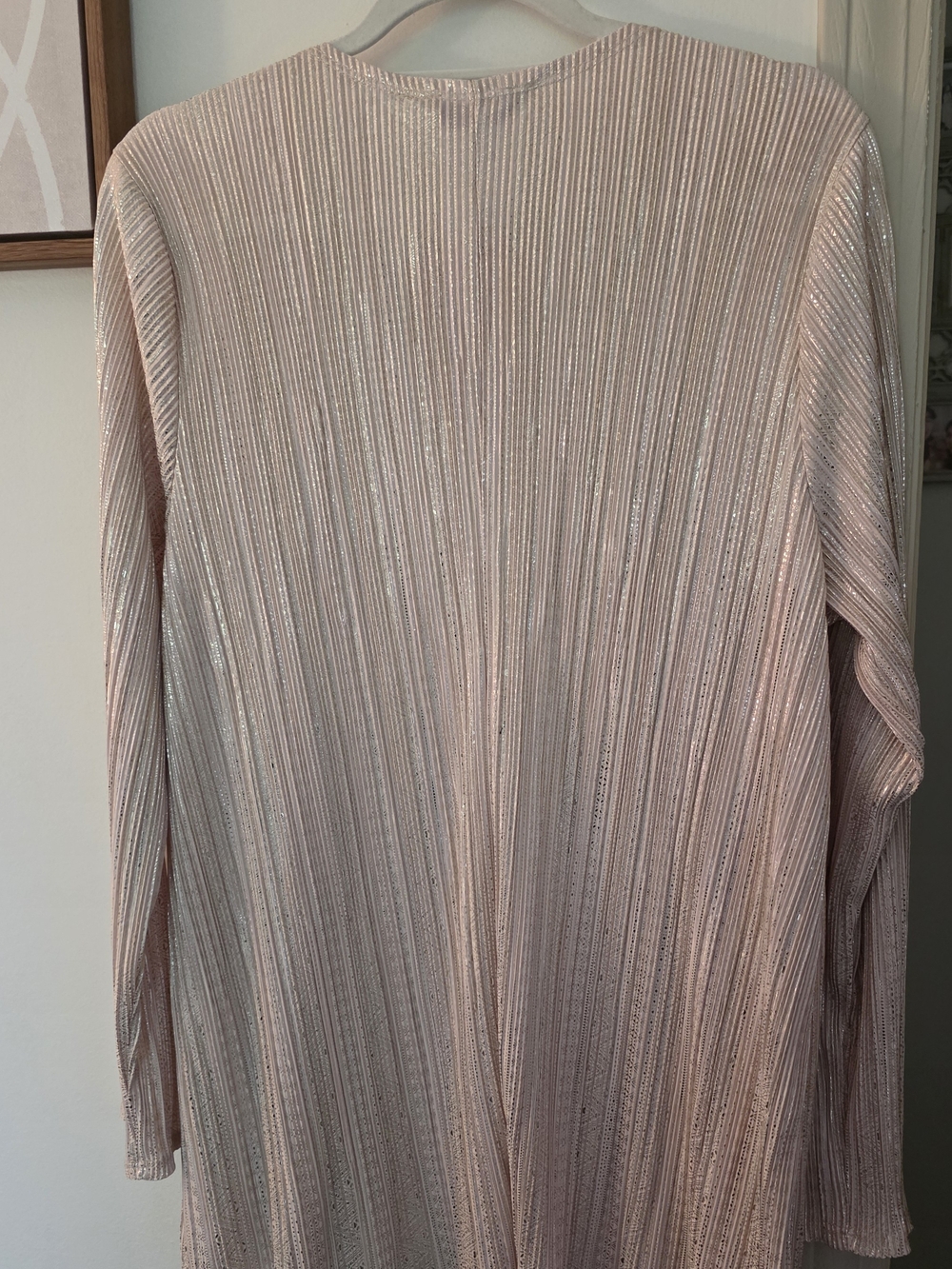 Metallic Blush Cream Ribbed Open-Front Tunic - Picture 4 of 4